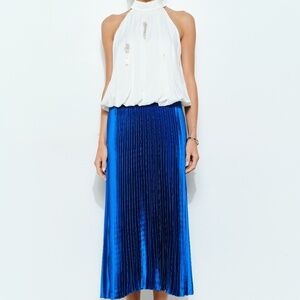Blue Pleated Skirt